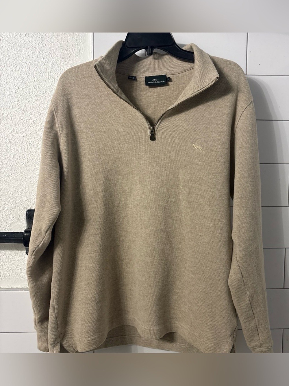 Rodd & Gunn Men's Quarter-Zip Sweater in Beige Taupe